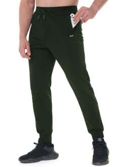 MELOO Men's Fleece Lined Sweatpants - Water Resistant Workout Jogger - Winter Warm Hiking Pants with Zipper Pockets