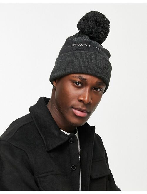 French Connection logo bobble beanie in gray