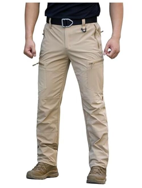 NAVEKULL Men's Lightweight Hiking Pants Quick Dry Stretch Fishing Tactical Work Pants with Zipper Pockets