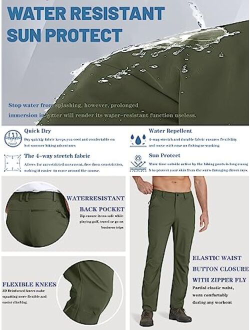 TACVASEN Men's Hiking Pants Water Resistant Quick Dry Lightweight Cargo Work Golf Travel Pants with Zipper Pocket