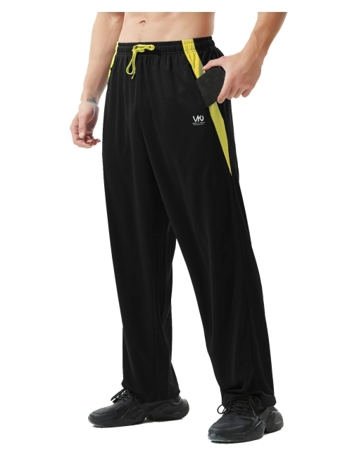 ZEROWELL Mens Athletic Pants with Zipper Pockets Open Bottom Lightweight Sweatpants, for Workout, Running, Gym, Training