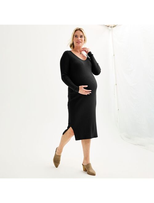 Maternity Sonoma Goods For Life Long Sleeve V-Neck Sweater Dress