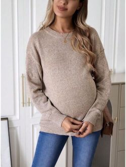 Maternity Sweater With Drop Shoulder Design