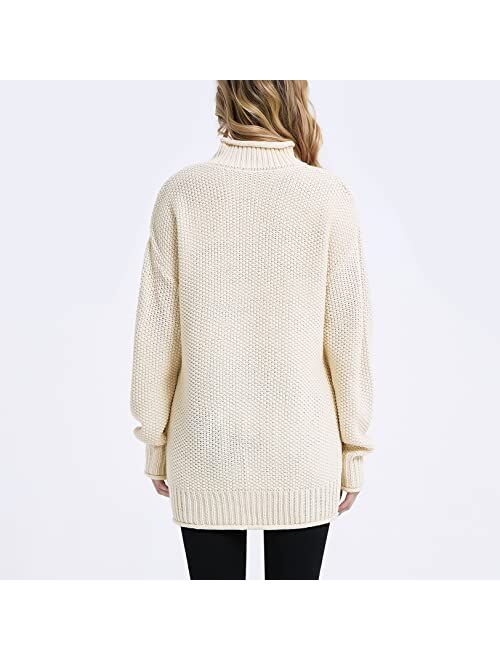 MOMOOD Maternity Sweater Long Sleeve Loose Knitted Oversized Turtleneck Pullover Pregnant Sweater Top