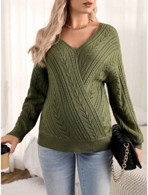 SHEIN Maternity Wrap Neck Drop Shoulder Sweater