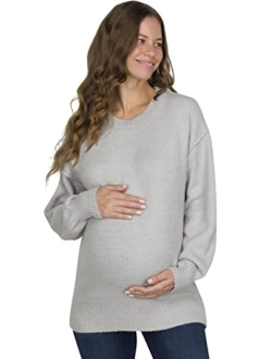 Eliana Exposed Seam Maternity Sweater with Stretch - Oversized Maternity Sweater - Maternity Sweatshirts