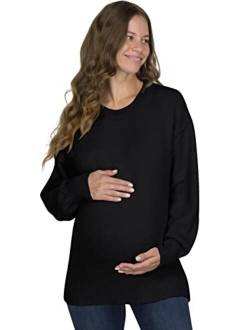 Eliana Exposed Seam Maternity Sweater with Stretch - Oversized Maternity Sweater - Maternity Sweatshirts