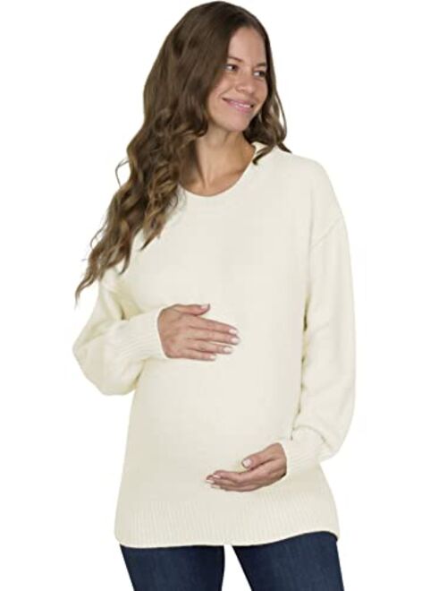 Eliana Exposed Seam Maternity Sweater with Stretch - Oversized Maternity Sweater - Maternity Sweatshirts