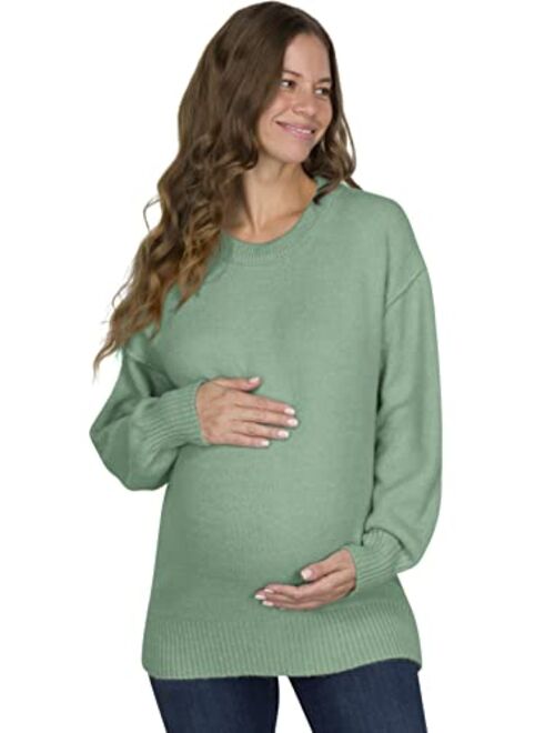 Eliana Exposed Seam Maternity Sweater with Stretch - Oversized Maternity Sweater - Maternity Sweatshirts