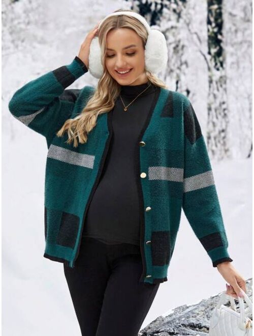 SHEIN Maternity Casual Loose Cardigan Sweater