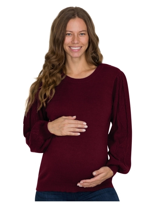 Eliana Cable Knit Sleeve Maternity Sweater - Pregnancy Sweater - Maternity Sweaters