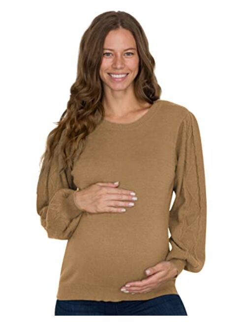 Eliana Cable Knit Sleeve Maternity Sweater - Pregnancy Sweater - Maternity Sweaters