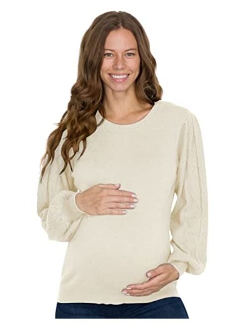 Eliana Cable Knit Sleeve Maternity Sweater - Pregnancy Sweater - Maternity Sweaters