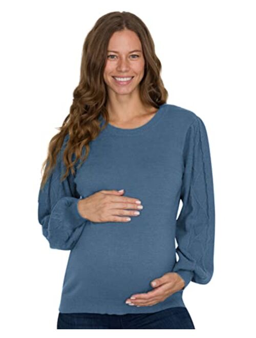 Eliana Cable Knit Sleeve Maternity Sweater - Pregnancy Sweater - Maternity Sweaters