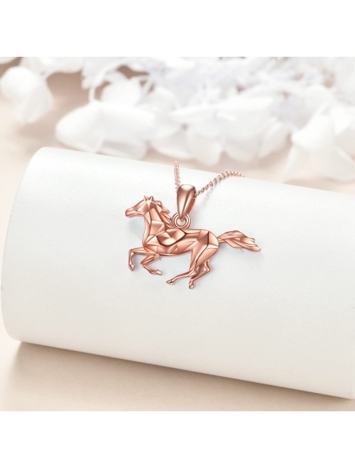 YFN Horse Necklaces for Girls Sterling Silver Horse Pendant Jewelry Gifts for Girls Women 18+2 Inch