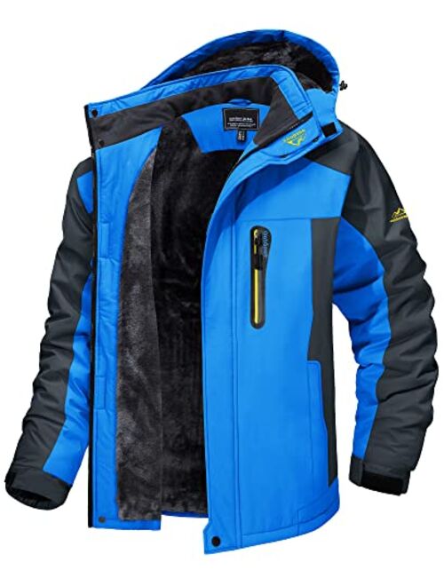 TACVASEN Men's Winter Ski Jacket Waterproof Snow Coats Snowboard Fleece Lining Jacket Warm Parka with Hooded