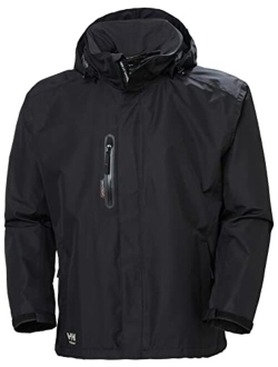 Workwear Manchester Waterproof Shell Jackets for Men with High Collar and Detachable Hood, 3 Zippered Pockets