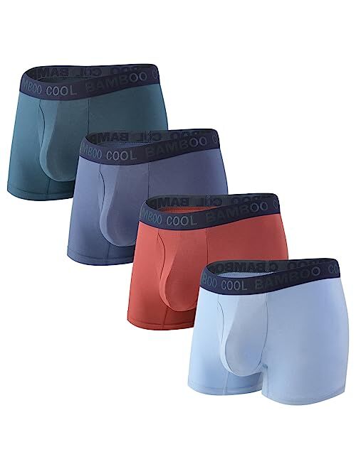 BAMBOO COOL Mens Underwear Trunks Boxer Briefs U-Shape Support Boxer Trunks Underwear Bamboo(4 Pack)