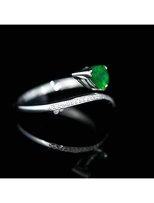 Ayoiow 18K Gold Ring Vintage with Created Emerald 1ct Teardrop Wing Promise Band for Gifts