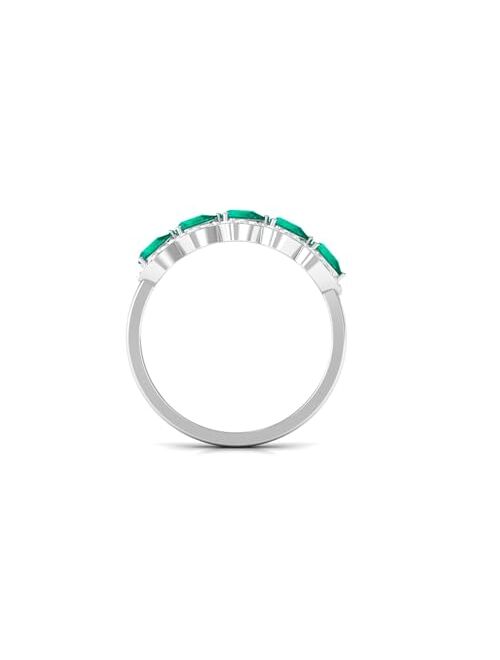 Rosec Jewels Emerald Wedding Anniversary Band Ring with Diamond | 1 Cttw | May Birthstone | AAA Quality