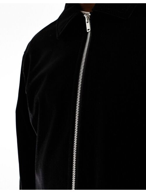 River Island velvet bomber jacket in black