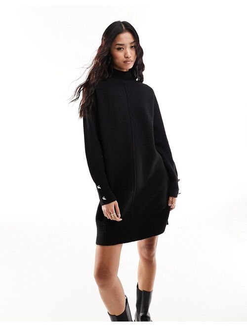 River Island cozy mini knit sweater dress in black