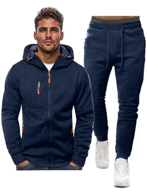 Hakjay Sweatsuits for Men 2 Piece Hoodie Men's Jogging Tracksuit Set Casual Athletic Long Sleeve Outfit Pullover Suit Set