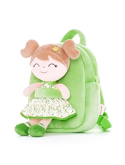 Gloveleya Kids Backpack Toddler Backpack Soft Plush Flower Fairy Girls Doll Backpack Green 9"