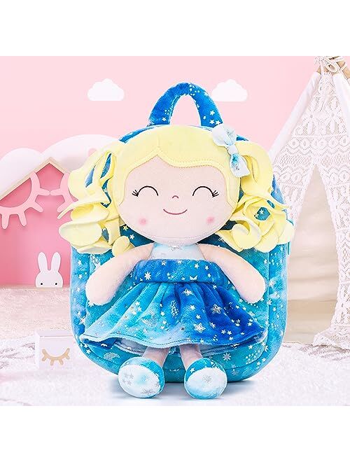 Gloveleya Kids Backpack Toddler Backpack Soft Plush Flower Fairy Girls Doll Backpack Green 9"