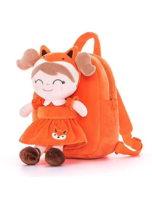 Gloveleya Kids Backpack Toddler Backpack Soft Plush Flower Fairy Girls Doll Backpack Green 9"