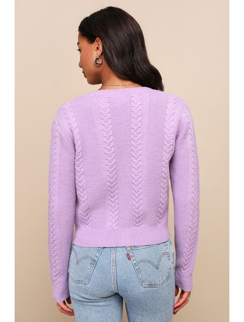 Lulus Perfect Option Lavender Cable Knit Button-Up Cardigan