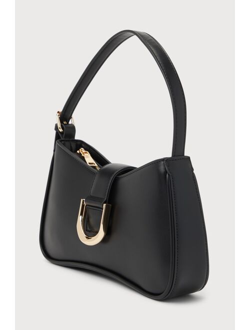 Lulus Oh-So Chic Black Buckle Shoulder Bag