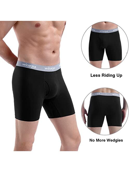 wirarpa Men's Boxer Briefs Cotton Stretch Underwear Open Fly Tagless Underpants Regular Leg 4 Pack