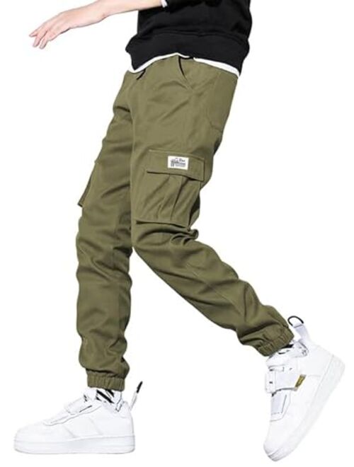 JMIERR Mens Casual Joggers Pants Stretch Elastic Waist Drawstring Cargo Pants Tapered Sweatpants for Men Multi Pockets