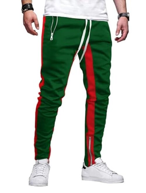 JMIERR Mens Casual Joggers Pants Stretch Elastic Waist Drawstring Cargo Pants Tapered Sweatpants for Men Multi Pockets