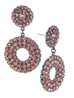 Silver-Tone Crystal Circle Drop Earrings, Created for Macy's