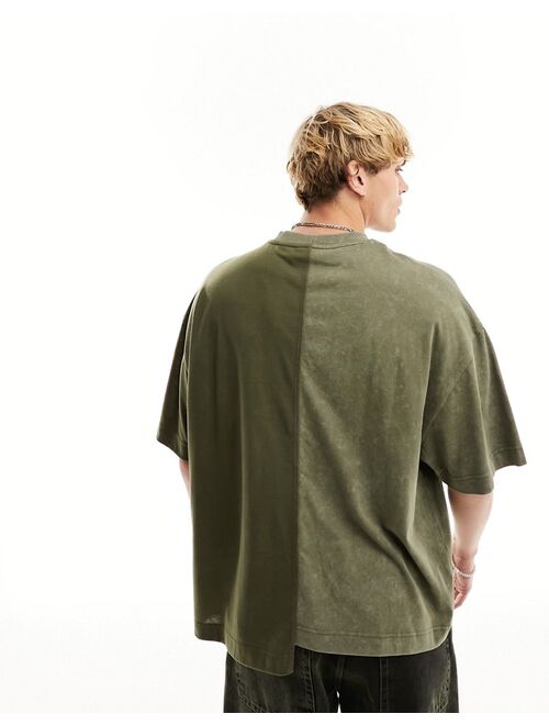 COLLUSION Hem detail t-shirt in khaki