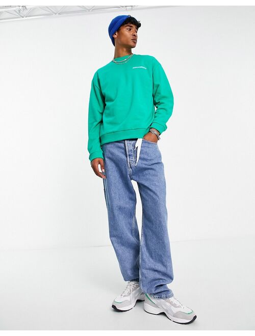 COLLUSION boxy sweatshirt with surf print in green