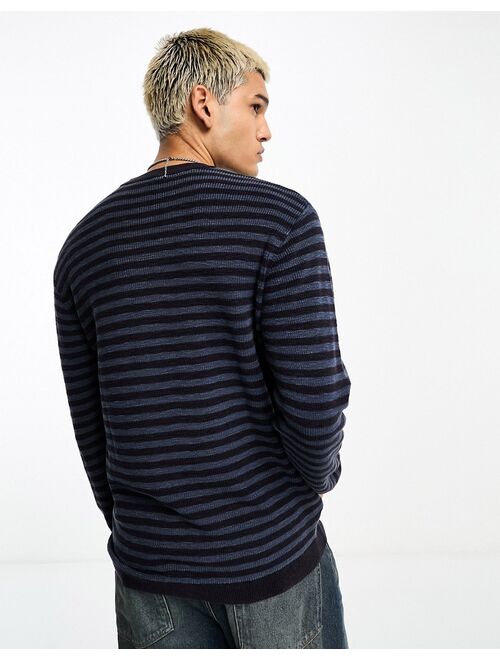 COLLUSION fine knit stripe sweater in washed blue