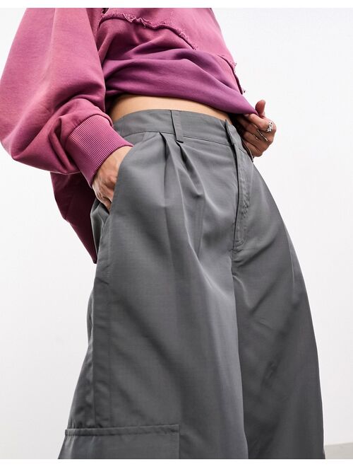 COLLUSION oversized tailored cargo pants in gray