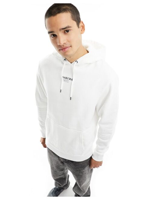 River Island japanese hoodie in white