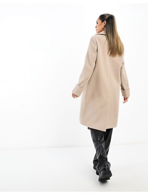 River Island short wool coat in light brown