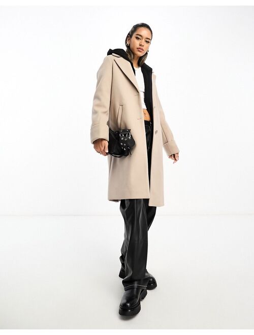 River Island short wool coat in light brown