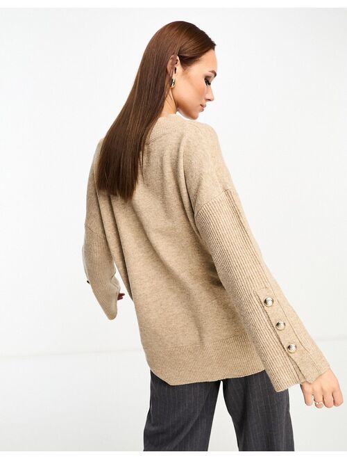 River Island v-neck sweater in beige