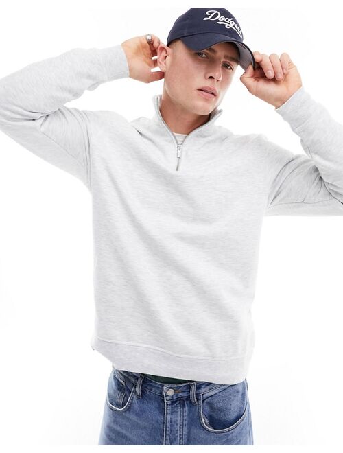 River Island funnel neck half zip sweatshirt in gray