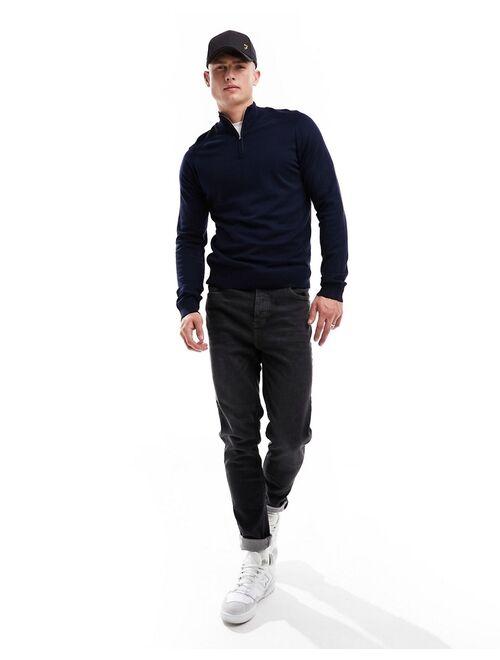 River Island half zip sweater in navy