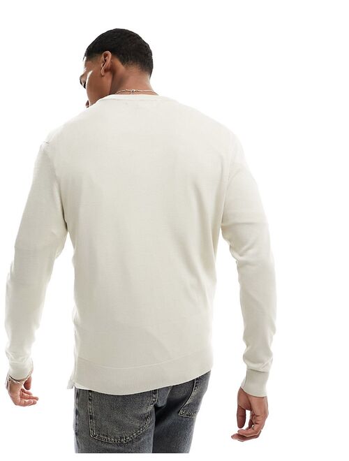 River Island crew neck sweatshirt in light stone