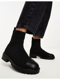 quilted sock boots in black
