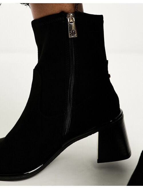 River Island sock boot with block heel in black