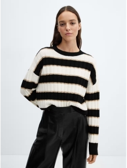 Women's Round-Neck Striped Sweater